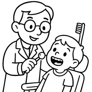 Friendly Dentist Coloring Page for Kids