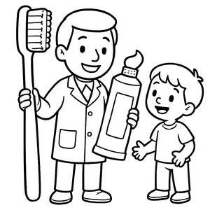 Friendly Dentist Coloring Page