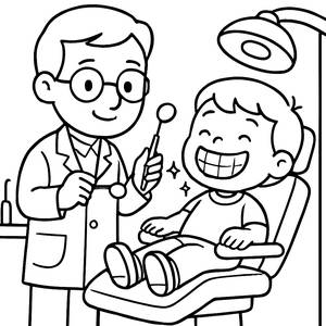 Friendly Dentist Office Coloring Page
