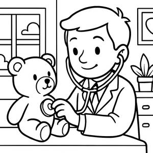 Friendly Doctor Coloring Page