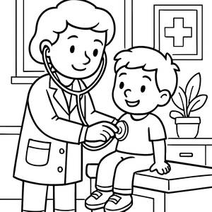 Friendly Doctor Coloring Page