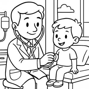 Friendly Doctor Coloring Page