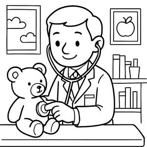 Friendly Doctor Coloring Page