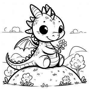 Pagina da Colorare del Drago Amichevole