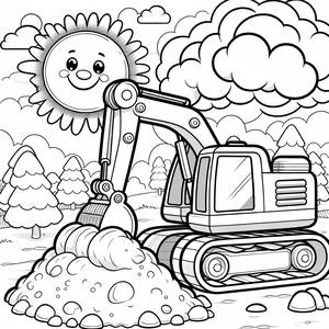 Freundliche Bagger Malvorlage