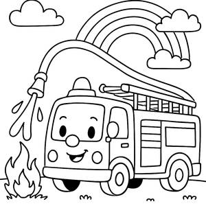Freundliches Feuerwehrauto Malvorlage