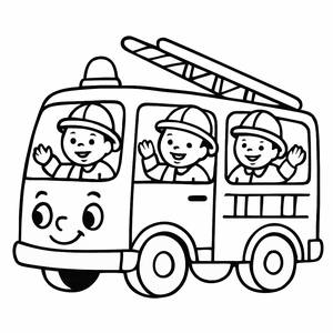 Friendly Fire Truck Coloring Page
