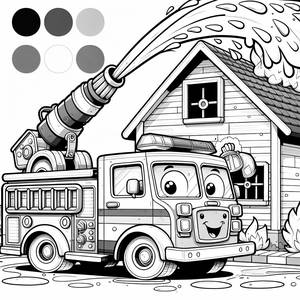 Friendly Fire Truck Coloring Page