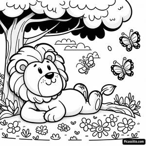 Friendly Lion Coloring Page