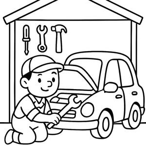 Friendly Mechanic Coloring Page