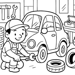 Friendly Mechanic Coloring Page