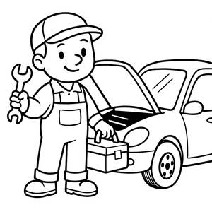 Friendly Mechanic Coloring Page
