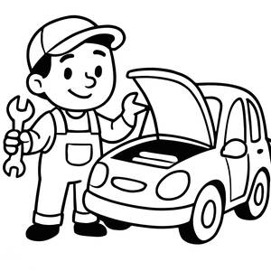 Friendly Mechanic Coloring Page