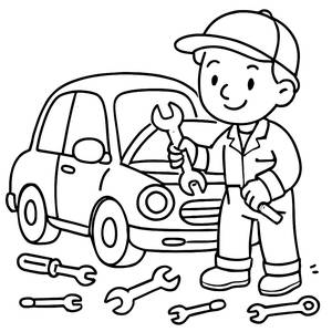 Friendly Mechanic Coloring Page