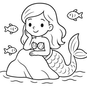 Friendly Mermaid Coloring Page