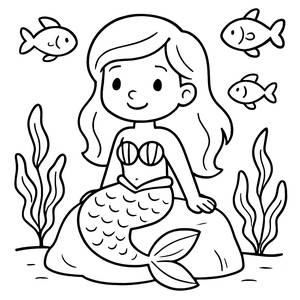 Friendly Mermaid Coloring Page