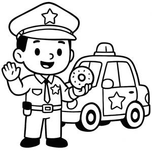 Pagina da Colorare di un Poliziotto Amichevole