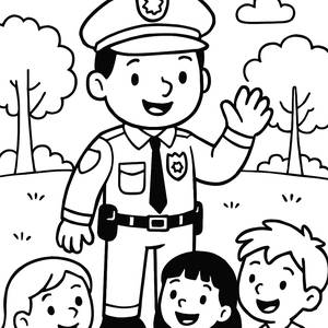 Página para Colorir de um Policial Amigável