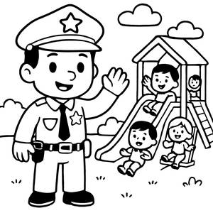Freundlicher Polizei-Beamter Malvorlage