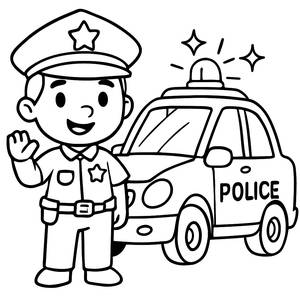 Pagina da Colorare di un Poliziotto Amichevole