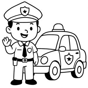 Pagina da Colorare di un Poliziotto Amichevole