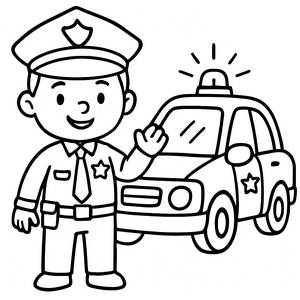 Friendly Police Officer Coloring Page