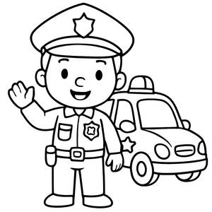 Friendly Police Officer Coloring Page