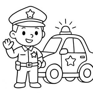 Pagina da Colorare di un Poliziotto Amichevole