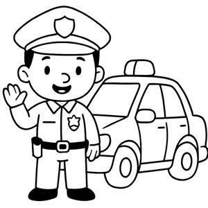 Pagina da Colorare di un Poliziotto Amichevole