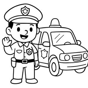 Pagina da Colorare di un Amichevole Poliziotto