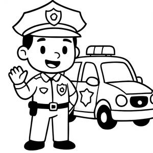 Pagina da Colorare di un Poliziotto Amichevole