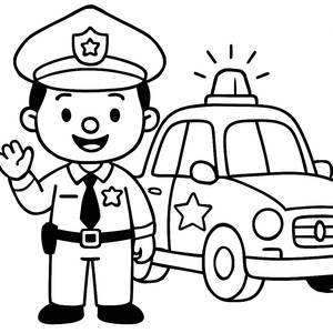 Pagina da Colorare di un Poliziotto Amichevole
