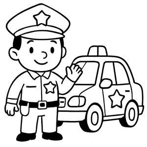 Pagina da Colorare di un Poliziotto Amichevole