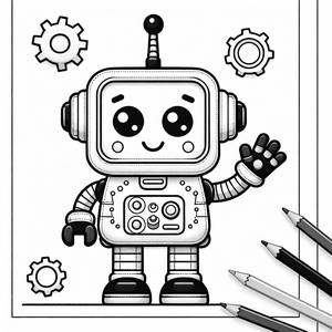 Página para Colorear de Robot Amigable