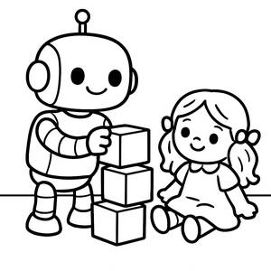 Friendly Robot Coloring Page