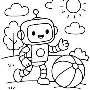 Friendly Robot Coloring Page