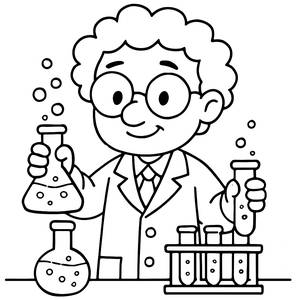 Friendly Scientist Coloring Page