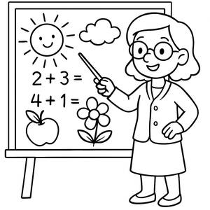 Página para Colorir de um Professor Amigável