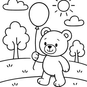 Página para Colorir de um Urso de Pelúcia Amigável