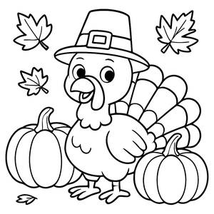 Freundliche Truthahn Ausmalbild für Erntedankfest
