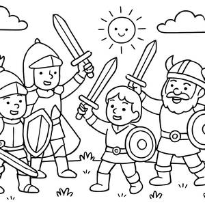 Friendly Warriors Coloring Page