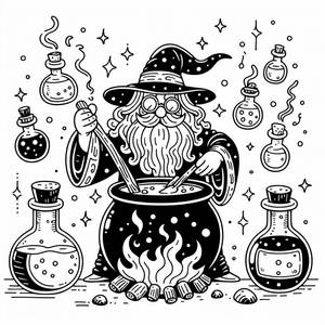 Pagina da Colorare del Mago Amichevole