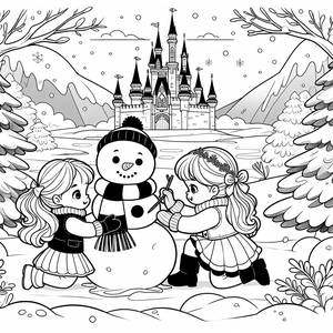 Frozen Fun: Elsa, Anna, and Olaf Coloring Page