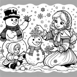 Magia Frozen: Pagina da Colorare di Elsa e Fiocchi di Neve