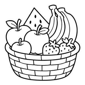 Página para Colorir: Cesta de Frutas