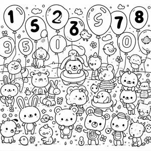 Pagina da Colorare Animali Divertenti con Palloncini