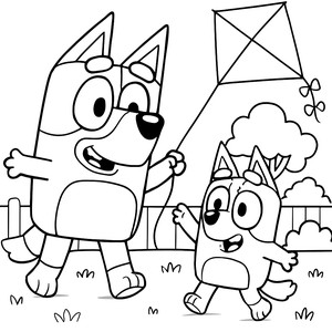 Fun Bluey and Bingo Backyard Coloring Page