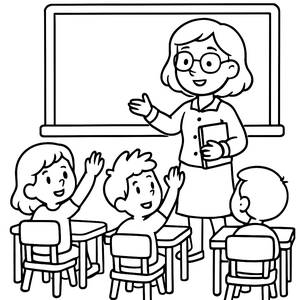 Spaßige Klassenzimmer Malvorlage für Kinder