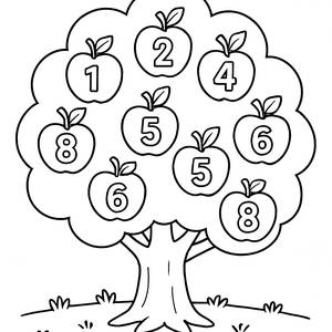 Fun Counting Tree Coloring Page