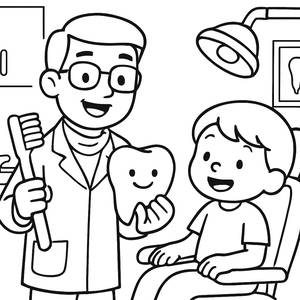 Fun Dentist Coloring Page: Learn to Brush Your Teeth!